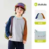 Camiseta Antiestática Bebê Dudu Outono Tops para Meninas Nova Camisa Básica Meninos Roupas de Moda Infantil