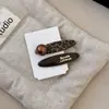 Presilha de Cabelo Cor de Chocolate com Estampa de Leopardo 2026, Presilha Lateral para Mechas Estilo Coreano, Pente de Cabelo Elegante e de Alta Qualidade