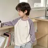 Camada de Base Manga Longa Infantil para Meninos e Meninas, Classe A, Outono e Inverno, Color Block, Top para Usar por Baixo da Roupa, para Crianças Médias e Maiores, Camada de Base Grossa