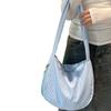 2024 Novo Estilo Pequeno Fresco Listrado Crossbody Bolsa Elegante All-match Canvas Bag Bolsa de Ombro de Grande Capacidade Estilo Ocidental Simples Feminino