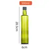Atacado Garrafa de Azeite Verde Escuro Garrafa Quadrada 500ml Garrafa de Óleo de Camélia Noz Vidro Marrom à Prova de Luz Garrafa de Óleo