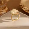 Anel feminino moda personalidade aço titânio não desbota Coringa luxo leve anel de abertura dupla alto senso fabricantes atacado