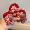 Diadema de Flores Roja a Cuadros para Año Nuevo para Niños en Otoño e Invierno, Diadema Linda de Dibujos Animados, Diadema para Niñas, Accesorios para el Cabello