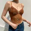 Top Corto con Estampado de Hoja de Arce, Tirantes tipo 'Spice Girl', Cinturón, Almohadilla en el Pecho, Para usar por dentro, Primavera y Verano, Diseño Francés, Nicho, Para usar por fuera, para Mujeres