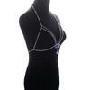 Joyería Popular de Comercio Exterior Europeo y Americano Cadena Corporal Sexy de Cristal Azul Brillante con Pedrería para Bikini de Playa
