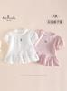 Nueva Ropa de Verano para Bebé Color Puro Amigable con la Piel Transpirable Clase A Camiseta de Manga Corta Falda con Empalme de Moda para Bebé Niña