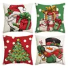 Capa de Almofada de Natal Amazon Transfronteiriça Estilo Nórdico Decoração de Sofá de Natal Capa de Almofada Imitação de Linho Fronha de Almofada de Natal