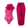 Traje de baño de una pieza nuevo europeo y americano 2025 para mujer, ajustado, efecto adelgazante, flor grande, nicho, traje de baño transfronterizo, falda larga de gasa