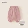 Pantalones de chándal de invierno para niños Bangxuan, con felpa, estilo nuevo, con lazo, para niños pequeños, con puños, holgados, versátiles, para niñas