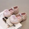 Zapatos de Princesa Elsa de Cristal para Niñas 2025 Primavera/Verano Nuevos Zapatos Individuales de Primavera/Verano con Suela Suave para Niños con Pedrería para Niña