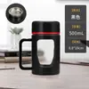 Copo de Água de Plástico com Alça de Vidro de Camada Dupla para Escritório Comercial e Uso Doméstico, Caneca de Chá de Grande Capacidade, Copo de Vidro Isolado Anti-Escaldante