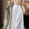 Pantalones Anchos de Lino Seda Hielo para Mujer, Verano de Cintura Alta, Tacto de Alta Gama, Pantalones Anchos Casuales de las Trece Líneas de Guangzhou, Pantalones de Paulownia