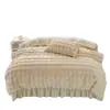 Conjunto de Pelúcia de Coelho Classe A Quatro Peças Malha de Leite Outono e Inverno Pelo de Coelho Angorá Capa de Edredom Mais Veludo Espessado Quente Casa Dormitório Conjunto de 3 Peças
