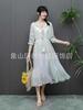 Yunnan Dali Sanya Xinjiang estilo étnico tecido tie-dyeável vestido embrião branco roupa feminina vestido longo atacado