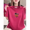 Camiseta de Manga Curta para Mulheres em Liquidação, Corte Solto, Gola Redonda, Estampa, Moda Jovem, Peça Casual Versátil