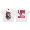 Transfronterizo Verano 2025 KANYE Estilo Americano Manga Corta Transpirable Sensación Fresca Estampado Algodón Puro Manga Corta Hombre Cuello Pequeño Camiseta Marca Trendy