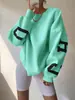 Moletom com Estampa de Letras Estilo Preguiçoso Europeu e Americano Feminino Outono Inverno Novo Solto Gola Redonda Pulôver Top Emagrecedor Jaqueta Casual