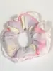 Elástico de Cabelo Scrunchie Listrado com Renda Estilo Coreano para Mulheres, Acessório de Cabelo Suave e Elegante, Elástico de Cabelo Scrunchie Estilo Coreano