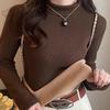 Camada de Base Feminina com Forro de Fleece para Inverno, Espessada, Novo Estilo 2025, Roupa Íntima Estilosa com Gola Alta Meia, Top Quente e Gerador de Calor com Gola Alta