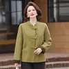 Roupa de Outono para Mãe de Meia-idade Estilo Francês Casaco de Lã Elegante para Mulheres de Meia-idade e Idosas Primavera e Outono 2026 Novo Top de Esposa Wide-leg
