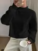 Moletom Pesado com Tecido Waffle Transfronteiriço para Mulheres, Tendência de Primavera e Outono Estilo Americano High Street, Corte Solto, Sem Capuz, Estilo Longo Solto