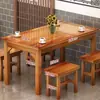 Mesa y silla de restaurante combinación madera maciza mesa y silla de comida rápida puesto de snacks barbacoa puesto de fideos mesa y silla puesto de comida restaurante de desayunos mesa carbonizada
