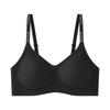 Ropa interior de soporte suave con elevación antigravedad para mujer, copas fijas sin costuras, tirantes con letras, sin aros, brasier push-up anti-caída