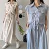 Real 2023 Verão japonês mangas bolso mangas longo casual lapela camisa saia saia
