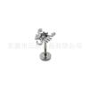 Arete de titanio F136 con forma de escorpión incrustado con circonita 5A, joyería para piercing en el cuerpo de aleación de titanio G23, clavo para el hueso de la oreja, clavo para la oreja