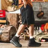 Shorts de Carga Cool Retro Americano para Hombre Verano Negro Moderno Outdoor Secado Rápido Casual Holgado de Cinco Puntos para Hombre