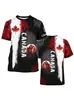 Camiseta 3D com Tema Canadense Transfronteiriço com Estampa de Folha de Bordo, Manga Curta Casual Soltinha para Homens e Mulheres
