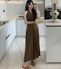 Moda Verano 2025 Elegante Pequeño para Mujer Cuello Francés Colgante Ajustado Delgado Longitud Media Adelgazante Vestido para Mujeres Embarazadas de Moda