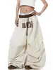 Pantalones de Paracaídas de Moda de Secado Rápido Estilo Americano con Doble Cintura, Bloques de Color, Estampado de Letras para Hombres y Mujeres, Adecuados para Bailar, Pierna Ancha Suelta