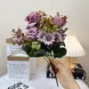 Margarita Rosa Simulada de Cabeza Única Decoración Floral para Exhibición en Casa Nueva Mesa de Comedor Gabinete de TV Entrada
