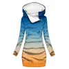 [Processamento Personalizado] Casaco Trench Coat com Capuz Espesso de Inverno Estilo Europeu e Americano com Estampa Digital 3D para Mulheres, Comprimento Médio