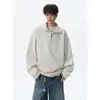 Sudadera retro estilo americano con patrón de espiga, media cremallera, cuello alto, nueva colección de otoño para hombre, talla grande, top casual versátil, moderno