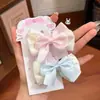 Nuevo Color Macaron Azul y Rosa Pinza para el Cabello de Lazo de Tres Capas Dulce y Linda Pinza Lateral Pinza de Pato para Niña Accesorios para el Cabello