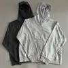 Sudadera con capucha y cremallera estilo americano de felpa pesada, chaqueta cárdigan informal de color liso para mujer, nueva colección de otoño, corte holgado
