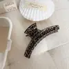 Grampo de Garra Retro Estampa de Leopardo Preto Temperamento Estilo Hong Kong Ins Grampo Tubarão Toque de Luxo Material PC Garra de Cabelo Parte de Trás da Cabeça Acessório de Cabelo