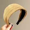 Diadema de corona alta estilo coreano, diadema de borde ancho, diadema para lavarse la cara con dientes, accesorio para el cabello de tela a cuadros de alta gama