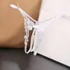 Roupa Íntima Sexy Transparente Bordada Sexy Tanga Massageadora de Pérolas para Mulheres Sexy Tanga com Fundo Aberto T-Calça Sexy com Recortes Tanga de Cintura Baixa