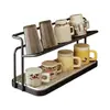 Estante de doble capa para tazas escurridor de tazas estante para encimera de mesa de comedor estante de almacenamiento para vasos de agua tazas de té tazas de café estante de gabinete lateral