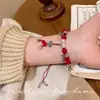 Nuevo Pulsera de Abalorios Rojos Estilo Chino Estilo Nacional Pulsera con Borla Femenina Nicho Pulsera Explosiva Pulsera con Sensación Fresca Antigua
