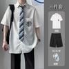 JK / DK Uniforme Camisa Masculina Manga Curta Estilo Japonês Camisa Bordada Fresca Calças Ocidentais Terno Vestido de Classe Solta Foto de Formatura