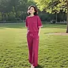 Conjunto Esportivo Moderno Manga Curta Feminino 2026 Verão Estiloso Redutor de Idade Color Blocking Solto Casual Modelador Conjunto de Duas Peças Tendência
