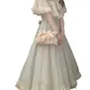 Elegante vestido capa Lolita, Vestido largo de hada Lolita con cinturón de lazo para ceñir la cintura, Vestido esponjoso de princesa