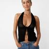 Cardigan Sexy de Moda Europea y Americana 2024, Sexy y Cómodo, con Agujeros, Top Halter sin Espalda