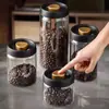 Pote de Armazenamento de Grãos para Cozinha, Vidro de Borossilicato Alto, Design Simples Espessado, Pote para Grãos de Café e Folhas de Chá, Pote a Vácuo Resistente a Altas Temperaturas