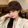 Boina gruesa de algodón estilo coreano para mujer, nuevo modelo de otoño e invierno, adecuada para circunferencia de cabeza grande, hace que la cara se vea más pequeña, gorra de plato de pintor