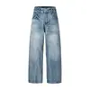 Jeans de mezclilla lavada retro americanos de moda FEE THE END para hombre, con un diseño holgado, de pierna recta y pierna ancha, K195